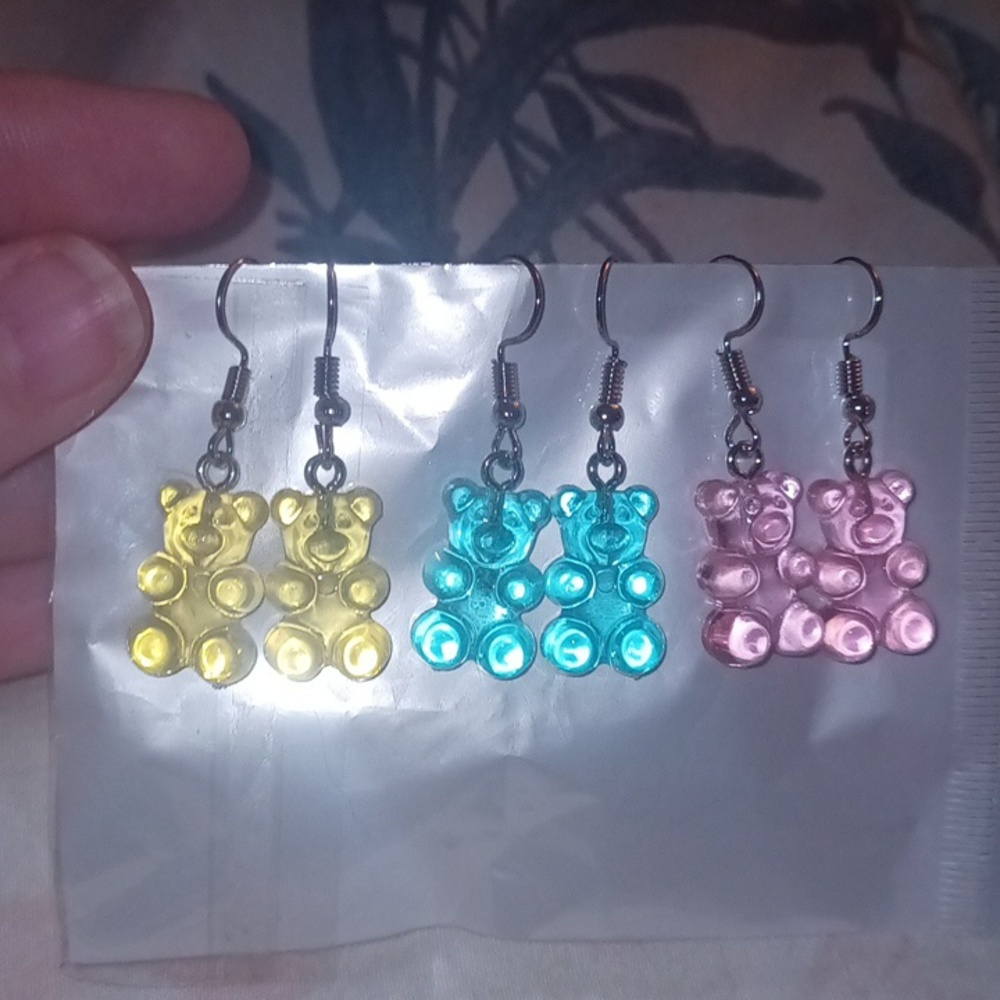 New 3 Pairs Gummy Bear Earrings